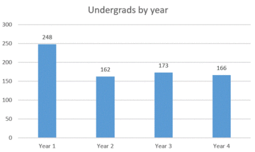 bar graph showing numbers of undergraduate students per year of study