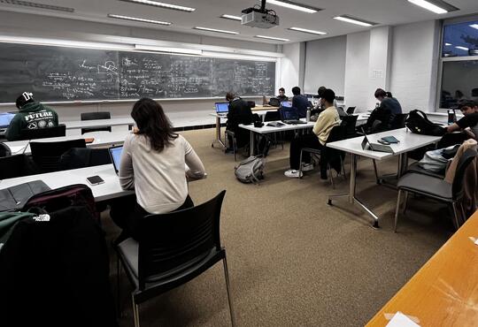 Physics Tutoring Centre on campus with students sitting down