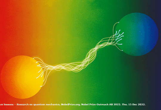 artist's interpretation of quantum entanglement. Image credit: Nobel.org
