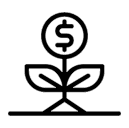icon of money growing from ground