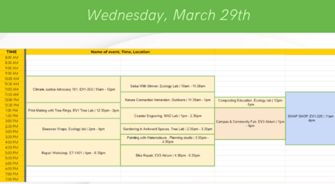 March 29th schedule 