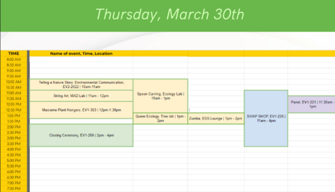 march 30th Schedule