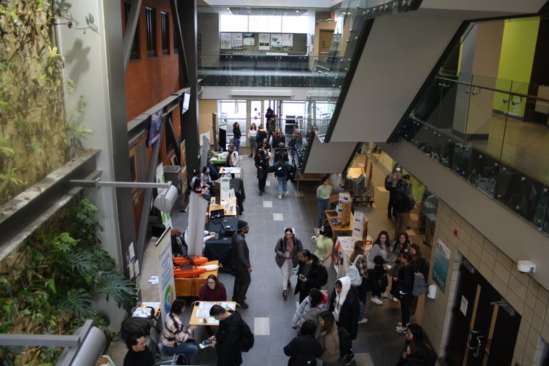Students and Faculty gathered in Environment 3 atrium for the campus fair.