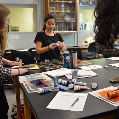 Students creating art