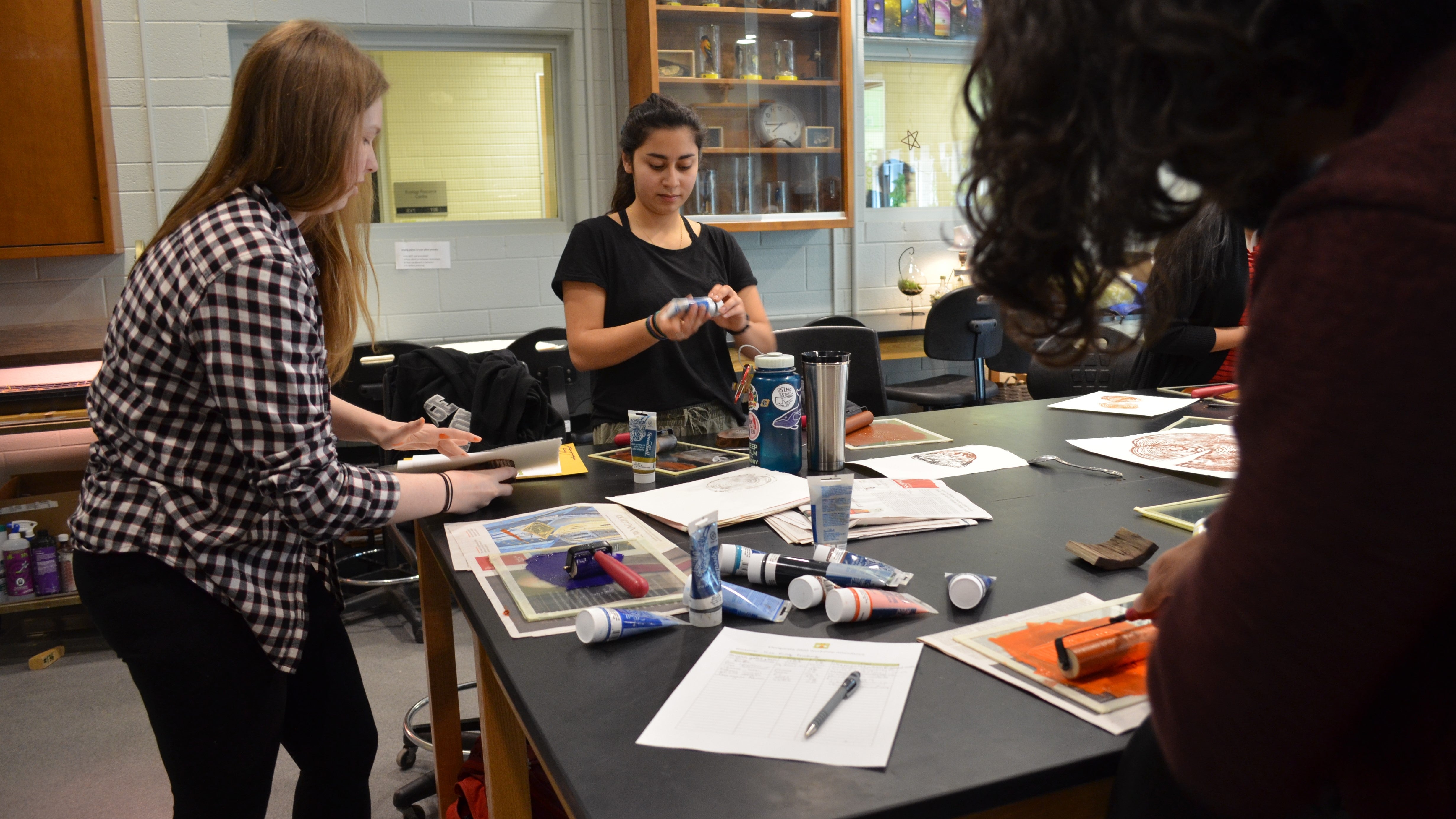 Students creating art