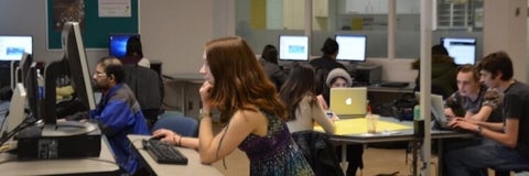 Students using the computer lab