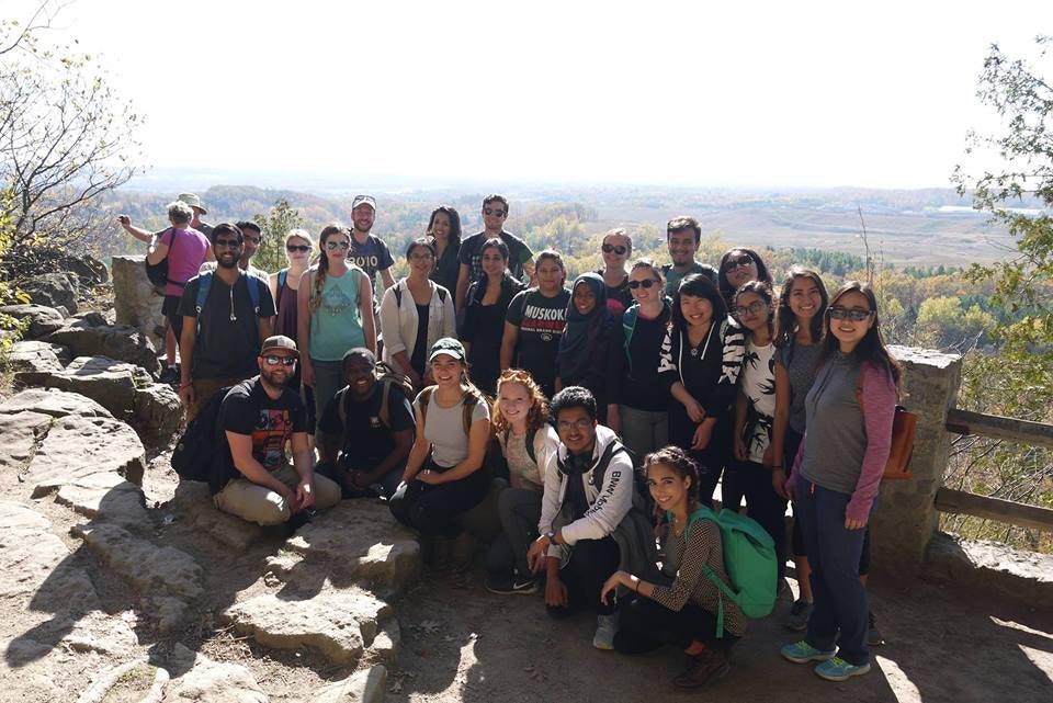 Group of graduate students on a hike