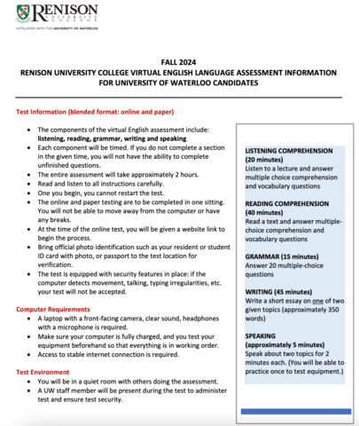 Renison English Test