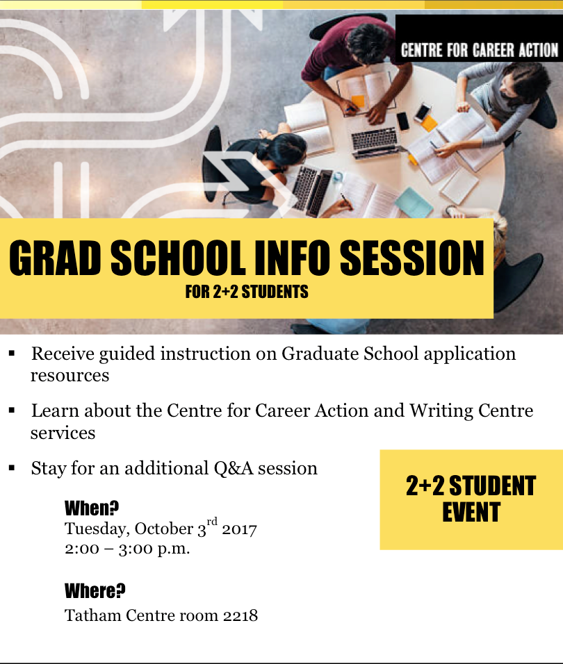 GRAD SCHOOL INFO SESSION FOR 2+2 STUDENTS
