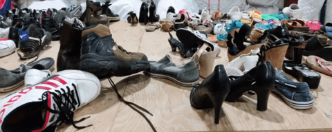 Pile of discarded shoes