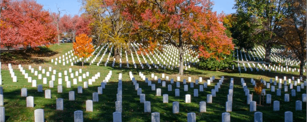 Arlington National Cemetery in autumn.