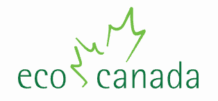 the ecoCanada logo - the words eco and canada in green separated by half a green maple leaf
