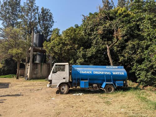 A water supply tanker truck in East Africa