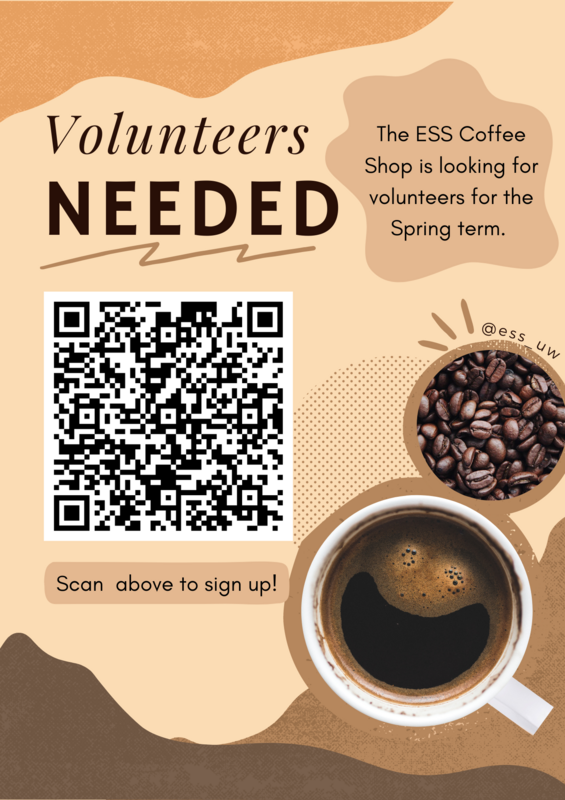 ESS coffee shop volunteers needed. Sign up using this QR code.