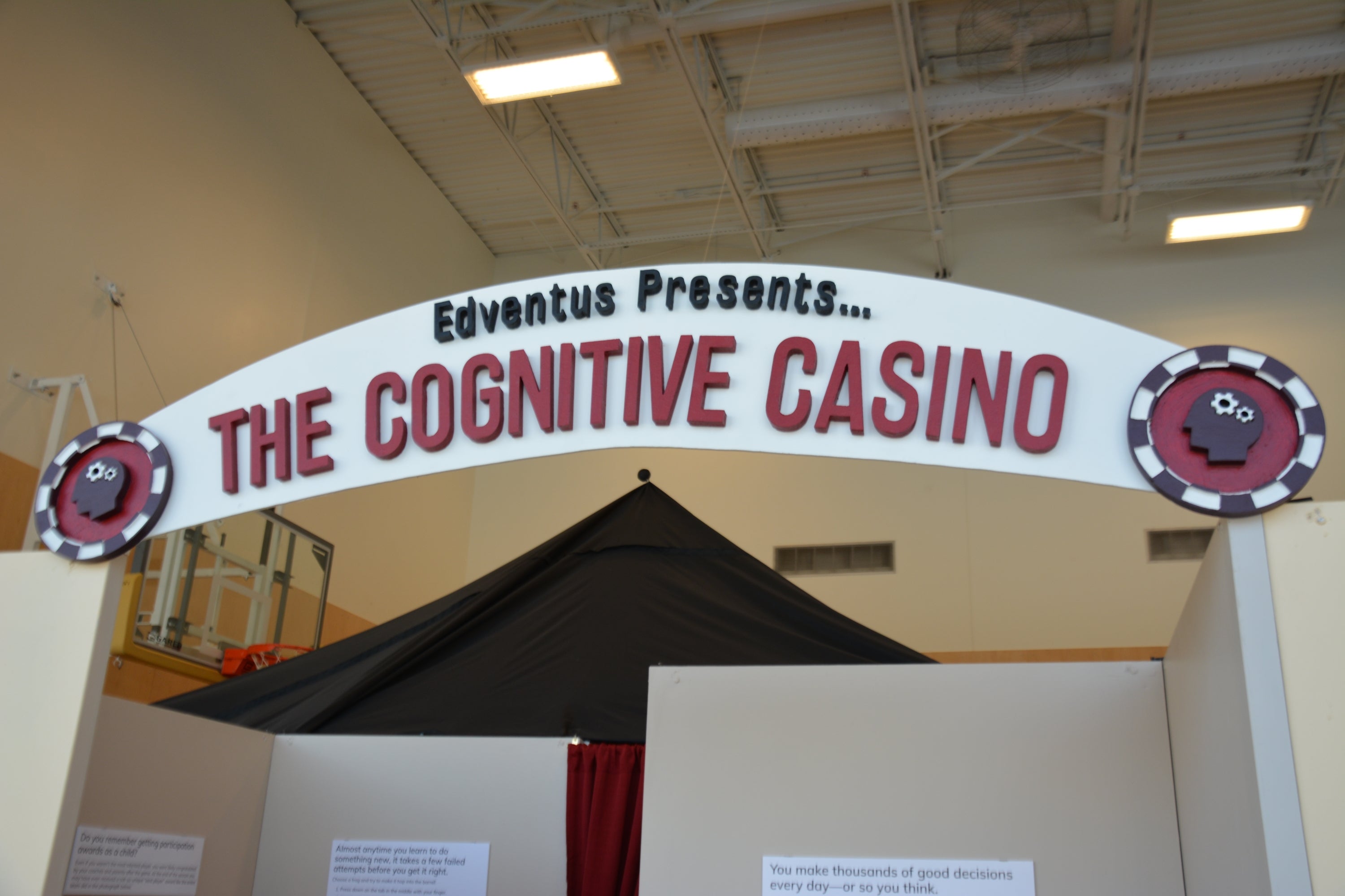 "Edventus Presents... The Cognitive Casino" overhead sign.