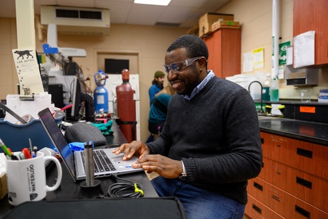 Student in ecology lab