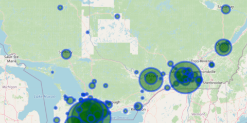 Map of Southern Ontario showing which municipalities consented to having their results be made public.