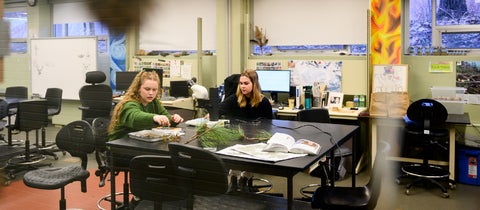 Students in the ecology lab