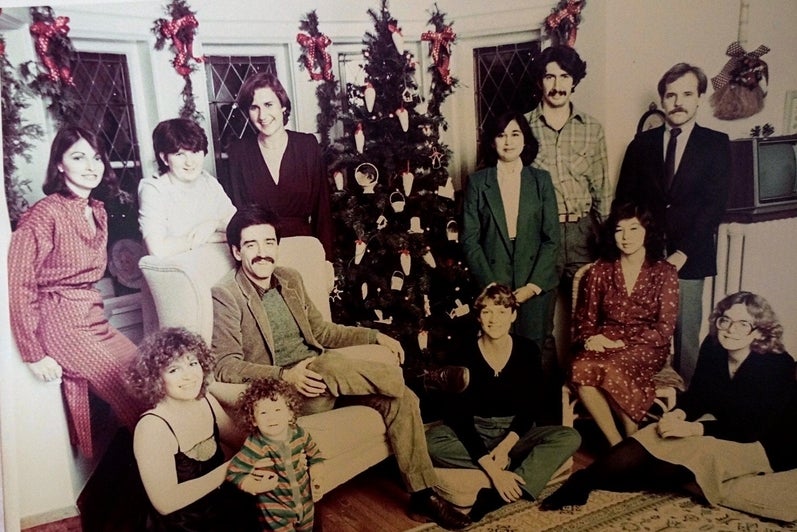 Group photo at christmas from 1970s