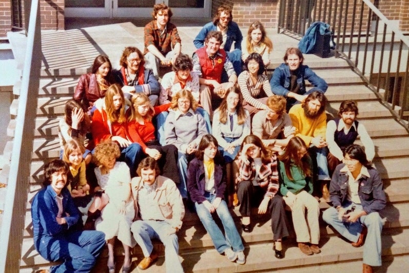 Class of Man-Env '76 on EV1 stairs