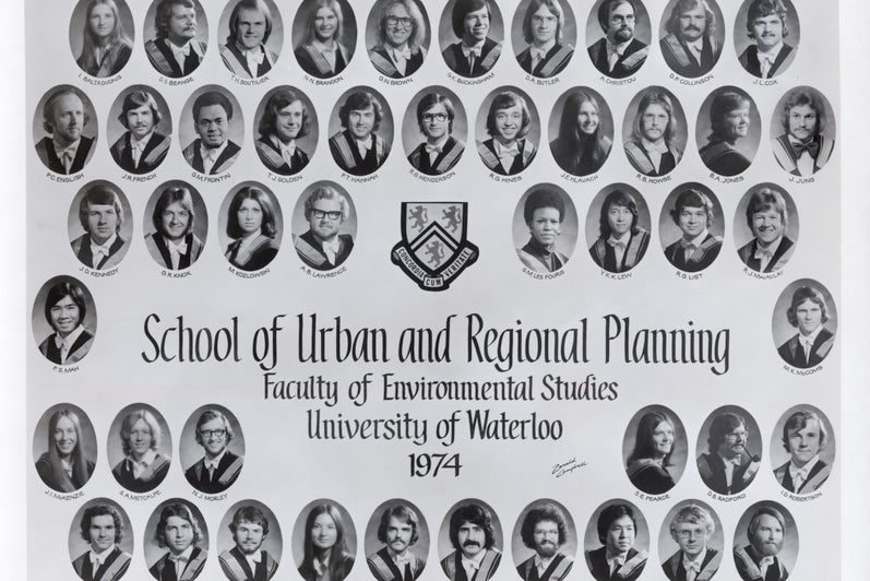 Class photo of planning 1974 