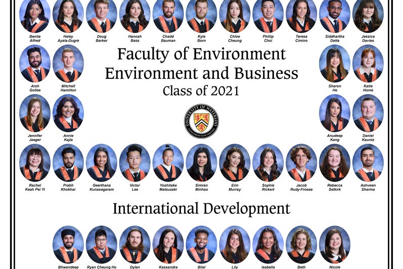 Waterloo Environment and Business class of 2021 graduating class composite