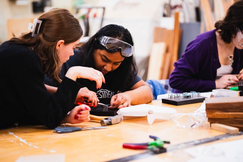 students making stringart