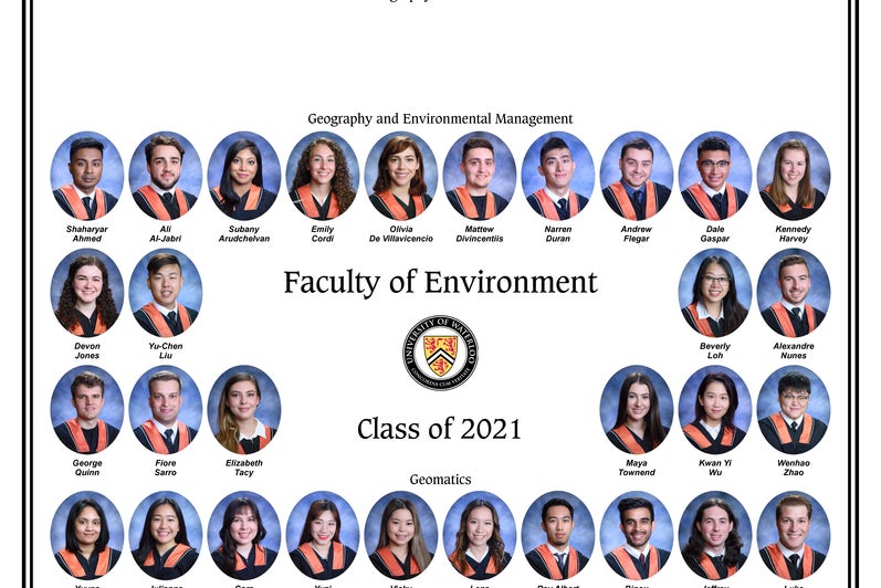 Waterloo Geography class of 2021 graduating class composite