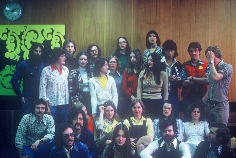 Group photos of university students in the 1970s