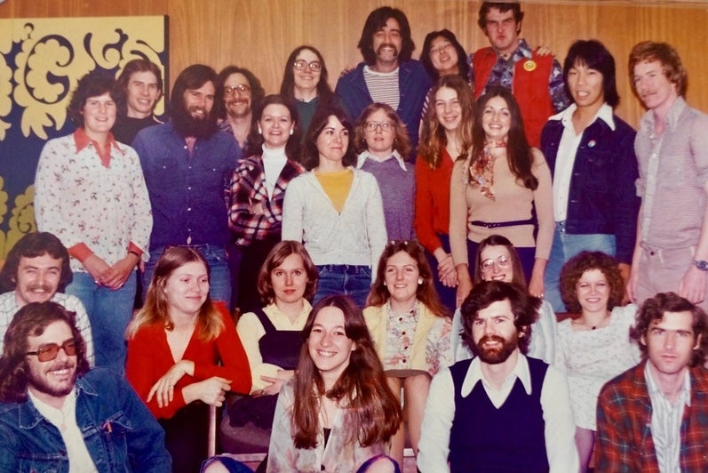Group photos of university students in the 1970s