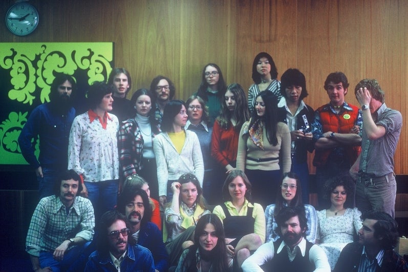 Group photo of man environment class of '76
