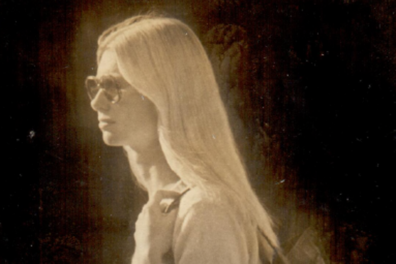 Black and white image of female university student from 1970s