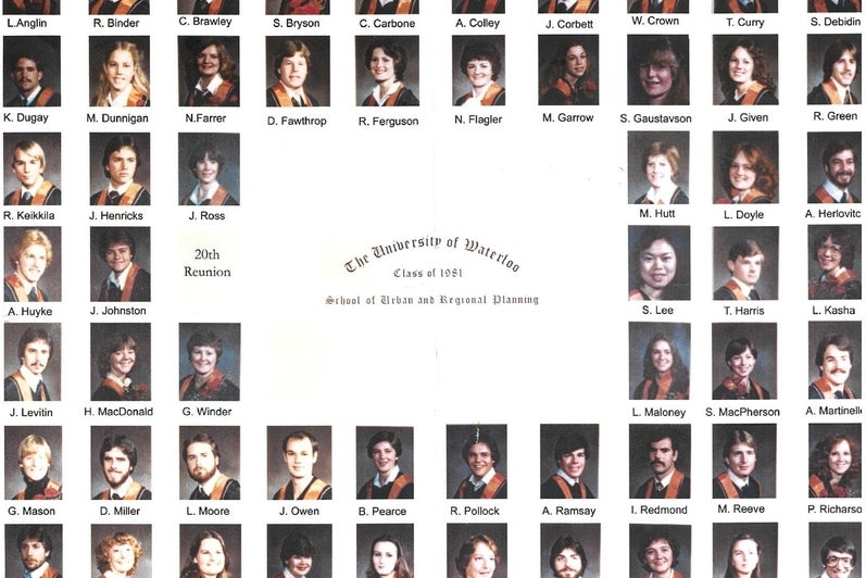 Compilation of graduate headshots from the planning class of 1981.