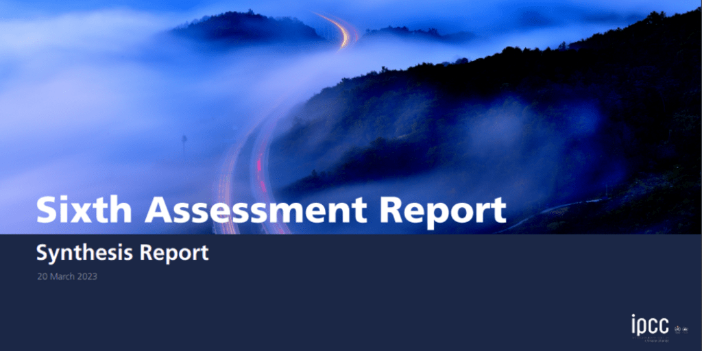 Sixth Assessment Report Synthesis Report Cover. 