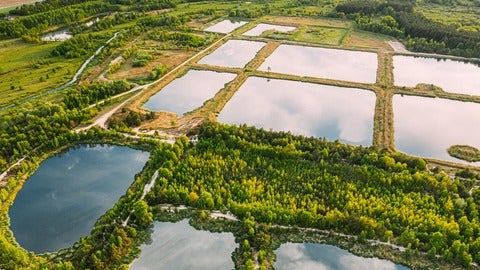 Aerial view of stormwater management ponds