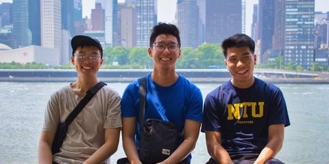 Code Monkeys team photo, Kevin Lu (left), Andrew Ding (middle), Franco Chen (right). 