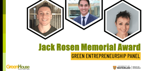 images of speakers for the Jack Rosen Memorial Award: Green Entrepreneurship Panel; includes 3 speakers.