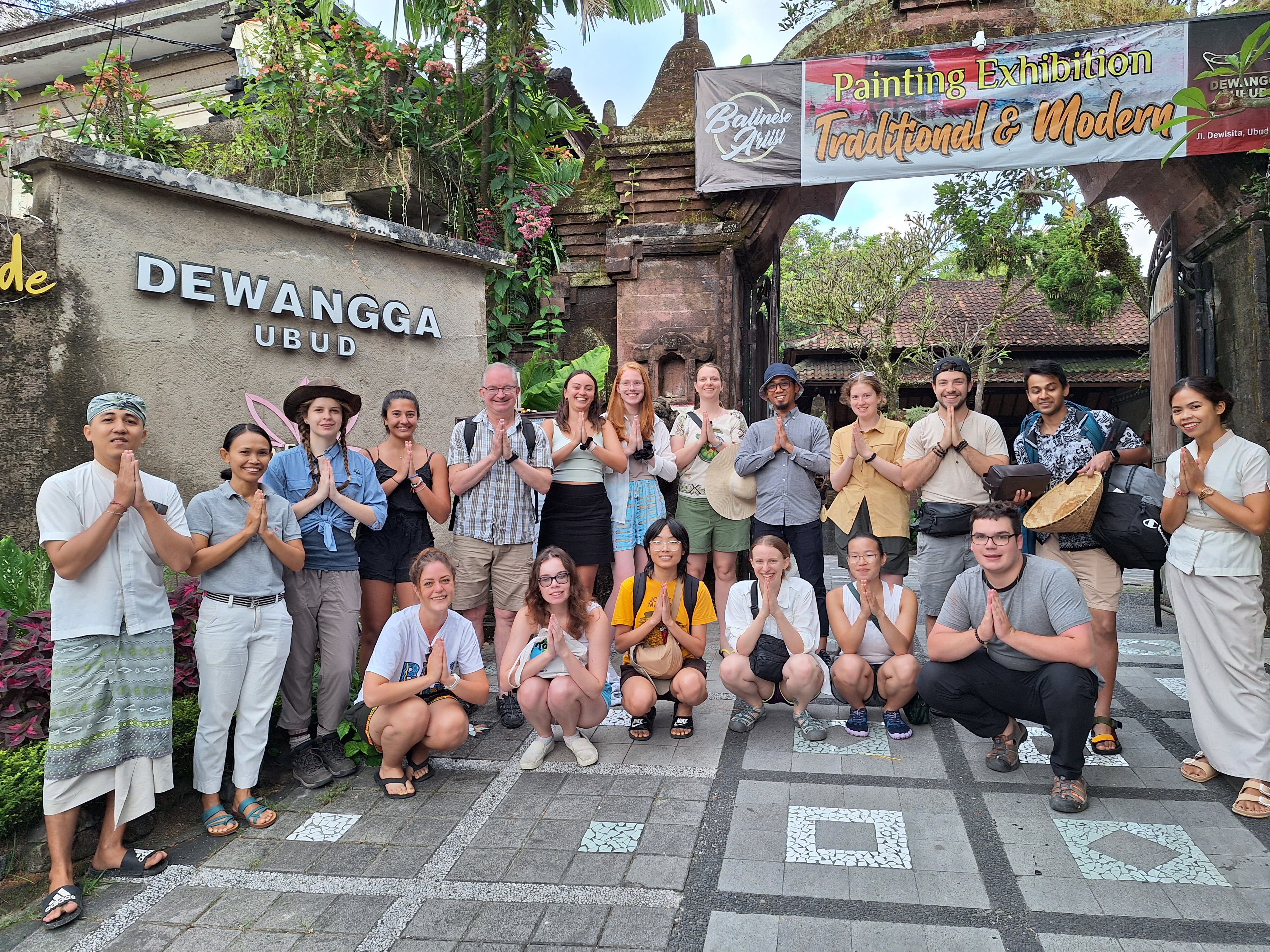 Group of students and professor. 