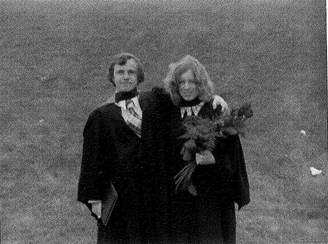 Graduation picture of man on the left and women on the right