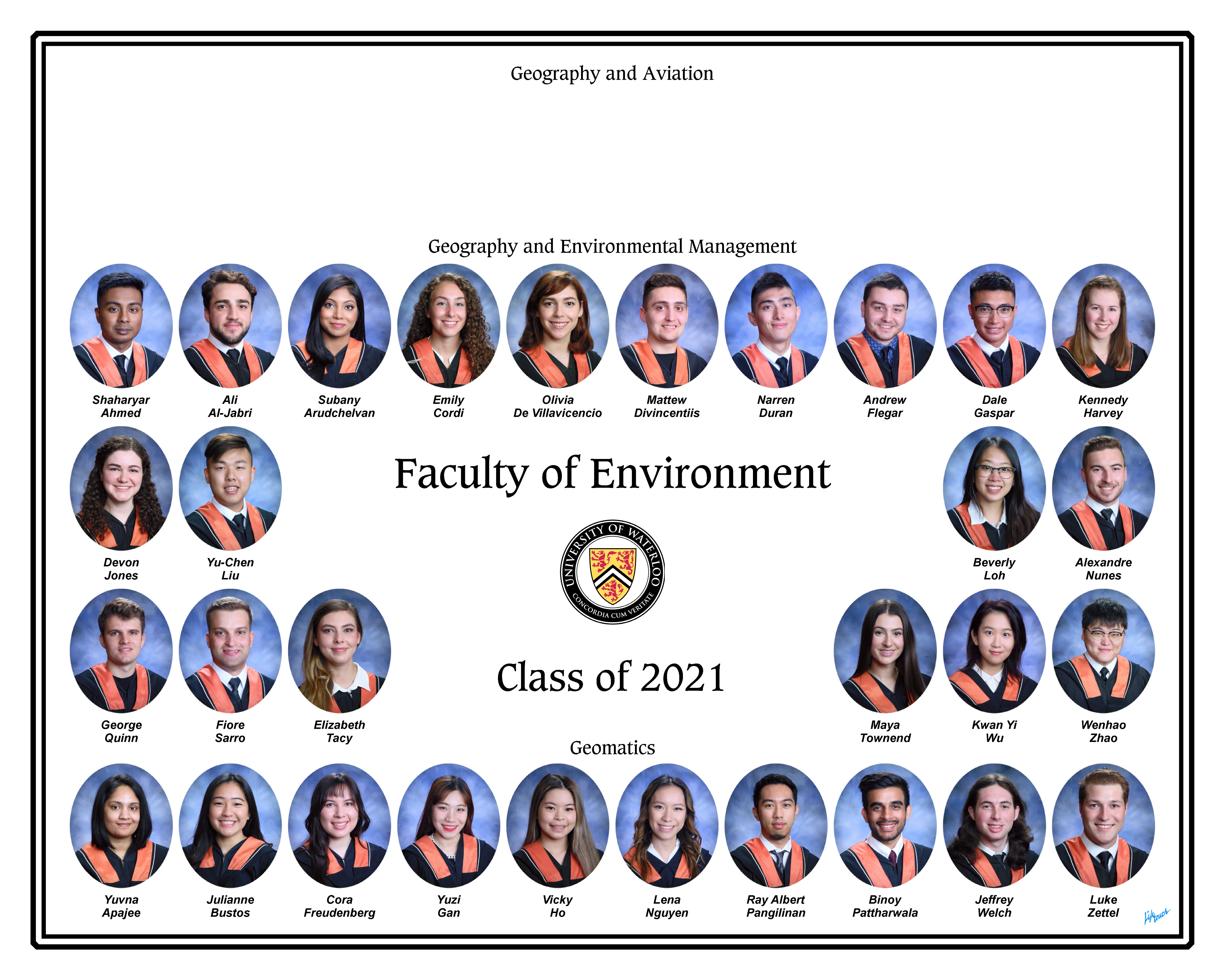 Waterloo Geography class of 2021 graduating class composite