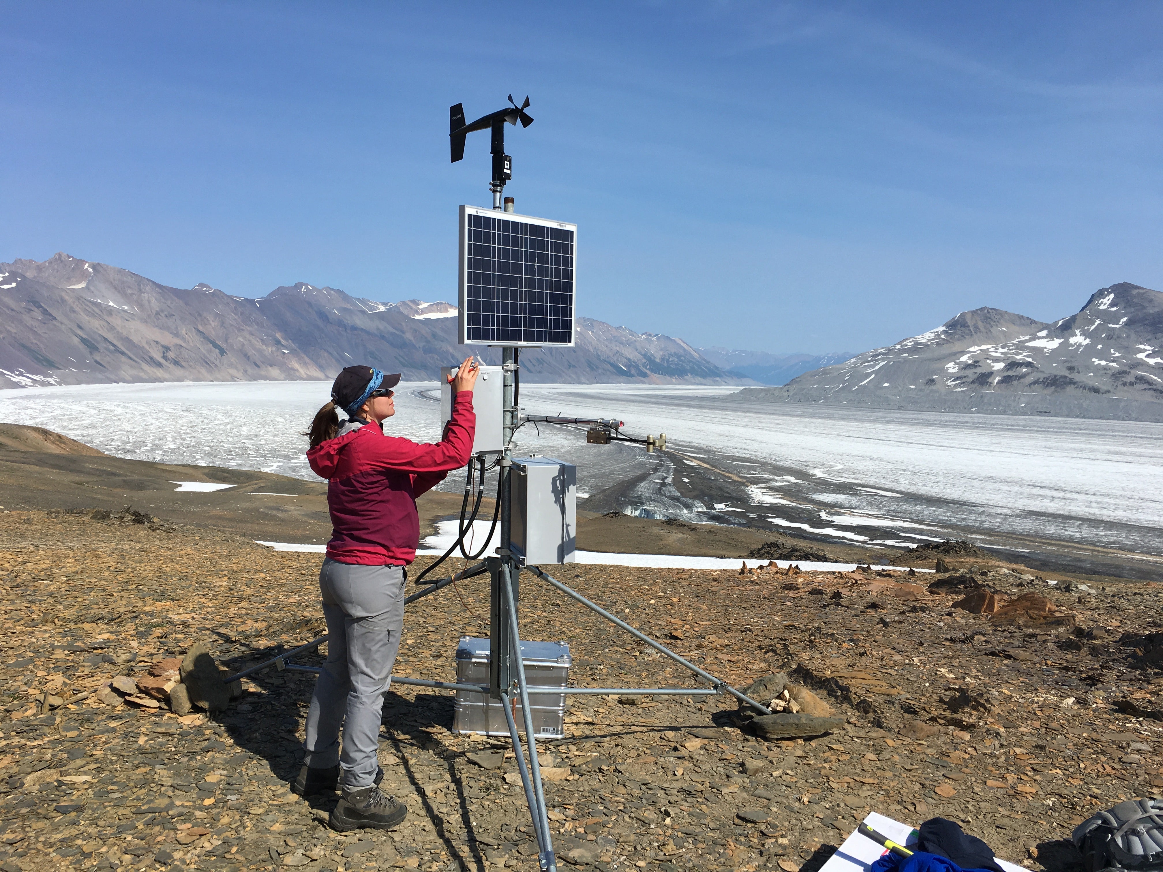 Maintaining a glacier weather station.