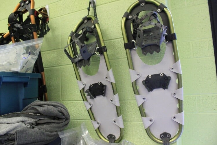 Snowshoes hanging on a wall
