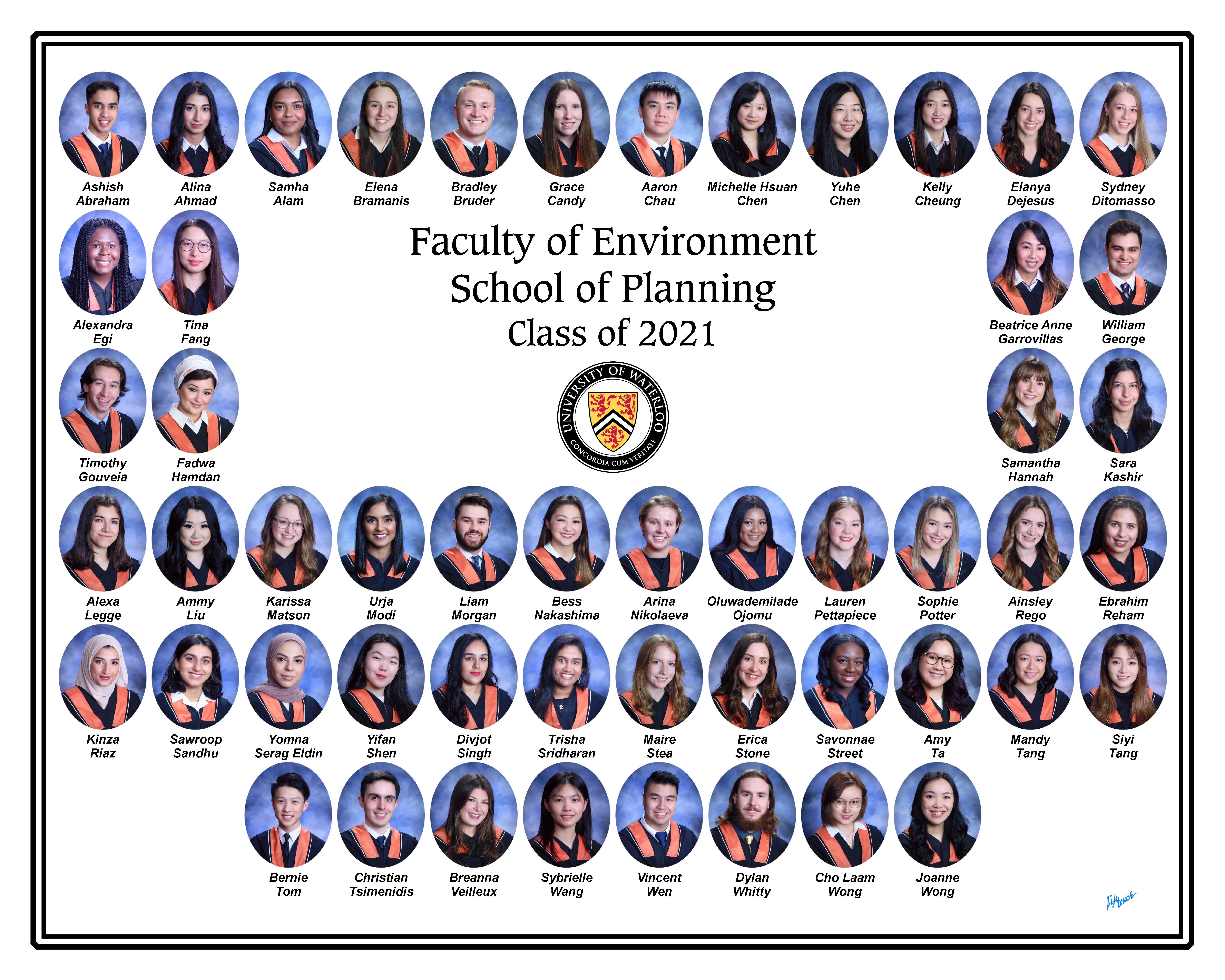 Waterloo Planning class of 2021 graduating class composite