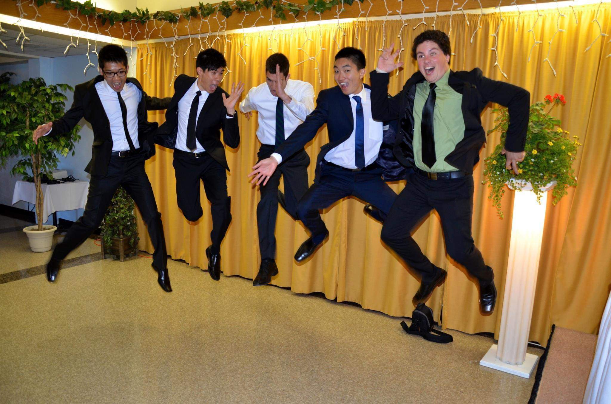Students leaping 