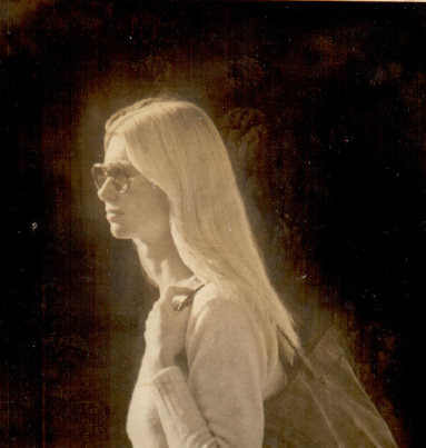 Black and white image of female university student from 1970s