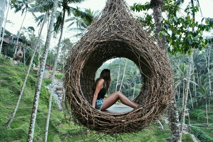 girl enjoying the tea plantation in Bali