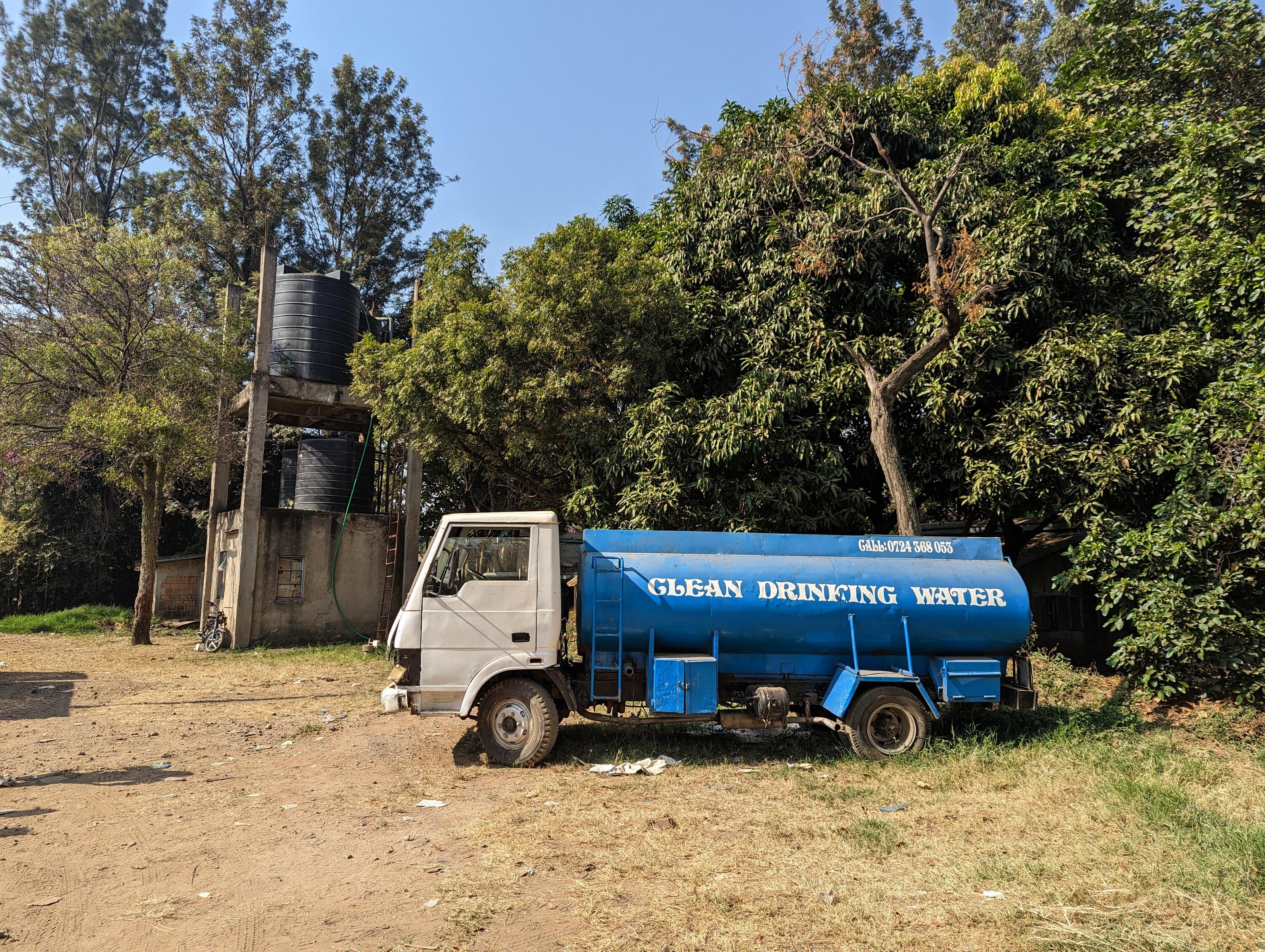 Water supply tanker truck.