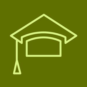 Simplified icon of a graduation cap