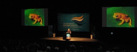 Presentation stage of the 12th International Coral Reef Symposium (ICRS)
