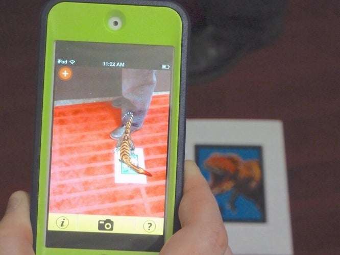 Smartphone demo-ing the augmented reality.